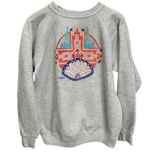 Vintage Nathan Richards Southwestern Puffy Graphic Crewneck Sweatshirt Gray L